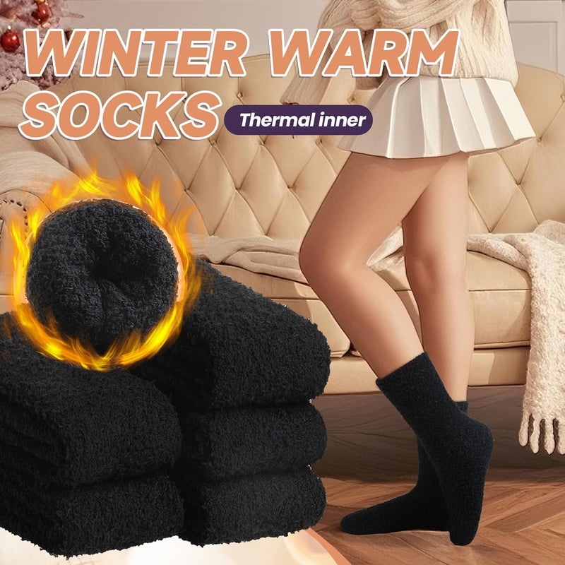 AMENLAN Store Women Fuzzy Slipper Socks Winter Microfiber Soft Cozy Plush Fluffy Socks Warm Comfy Thermal Home Sleeping Socks - Image 2